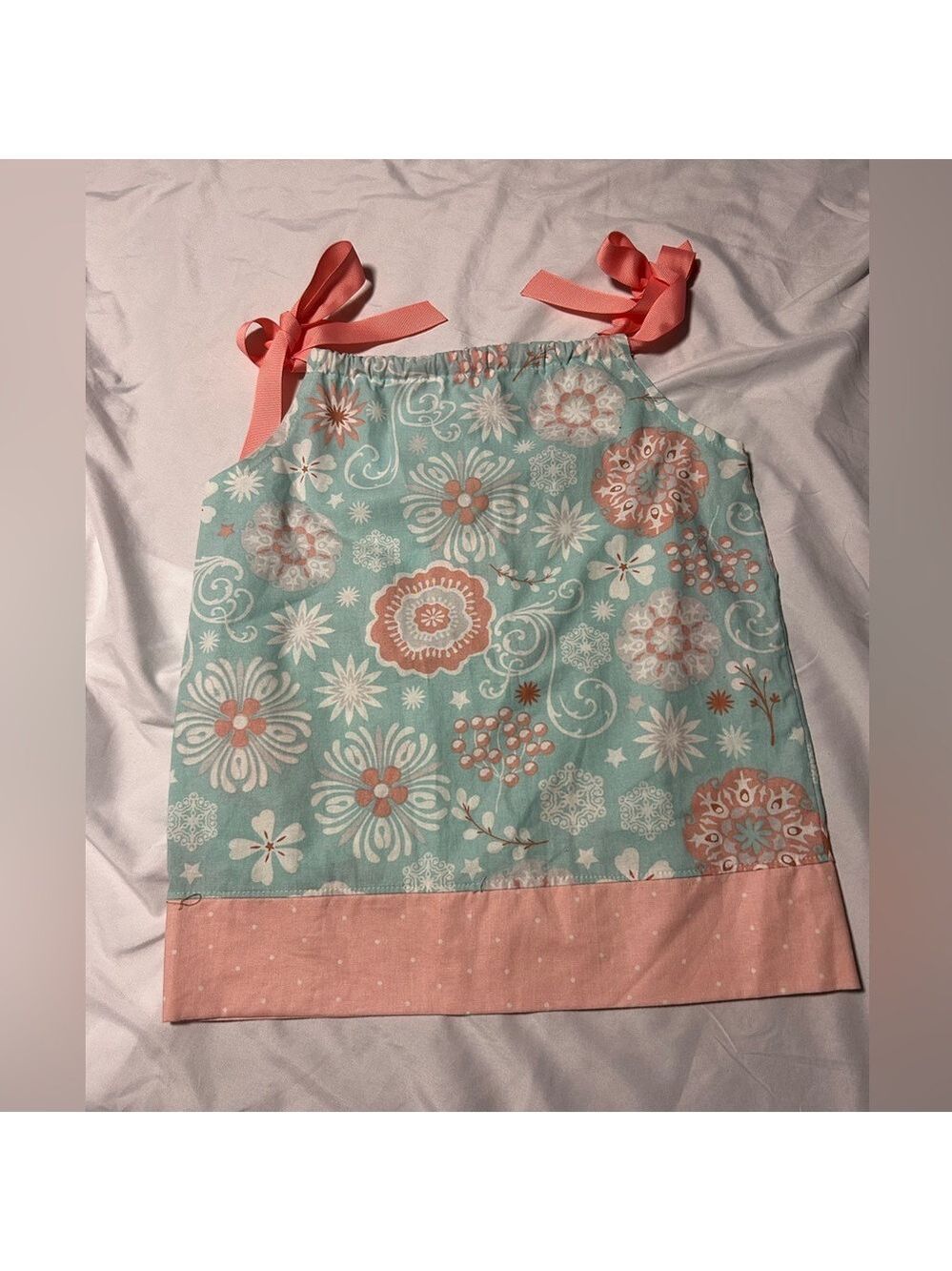 Handmade Pillowcase Dress Toddler Girl 2T/3T Pink Blue Preppy Floral